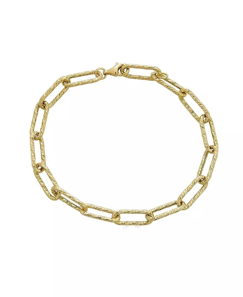 Macy
s Textured Paperclip Link Chain Bracelet in 10k Gold
