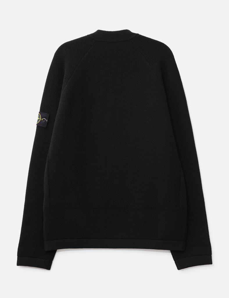 Stone Island Stretch RWSA Wool Mock Neck Jumper With Diagonal Zip