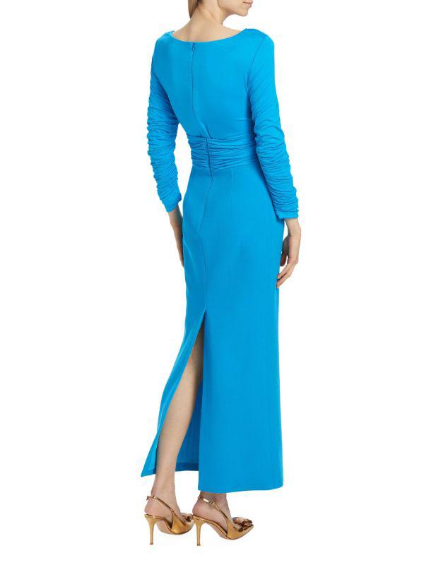 Sergio Hudson Gathered Jersey & Crepe Maxi-Dress