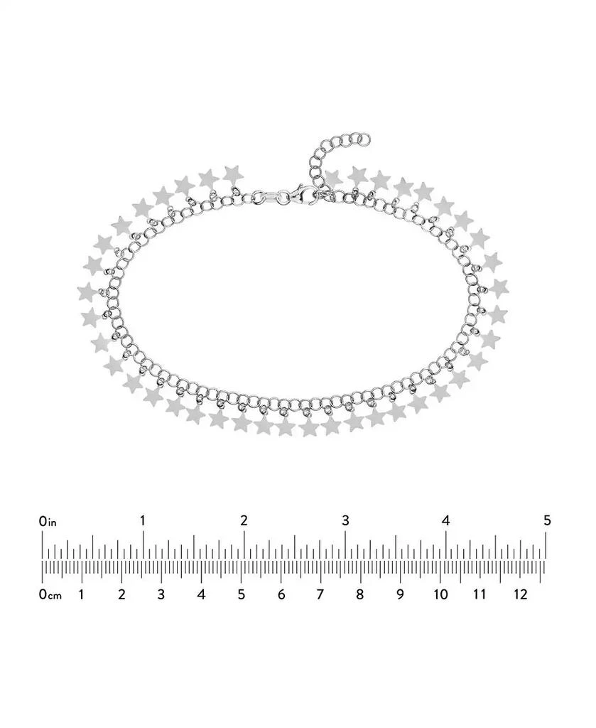 Curata Jewelry 925 Sterling Silver 10 Inch Rhodium Plated Round Link With Hanging Stars Adjustable Anklet Anklet 3