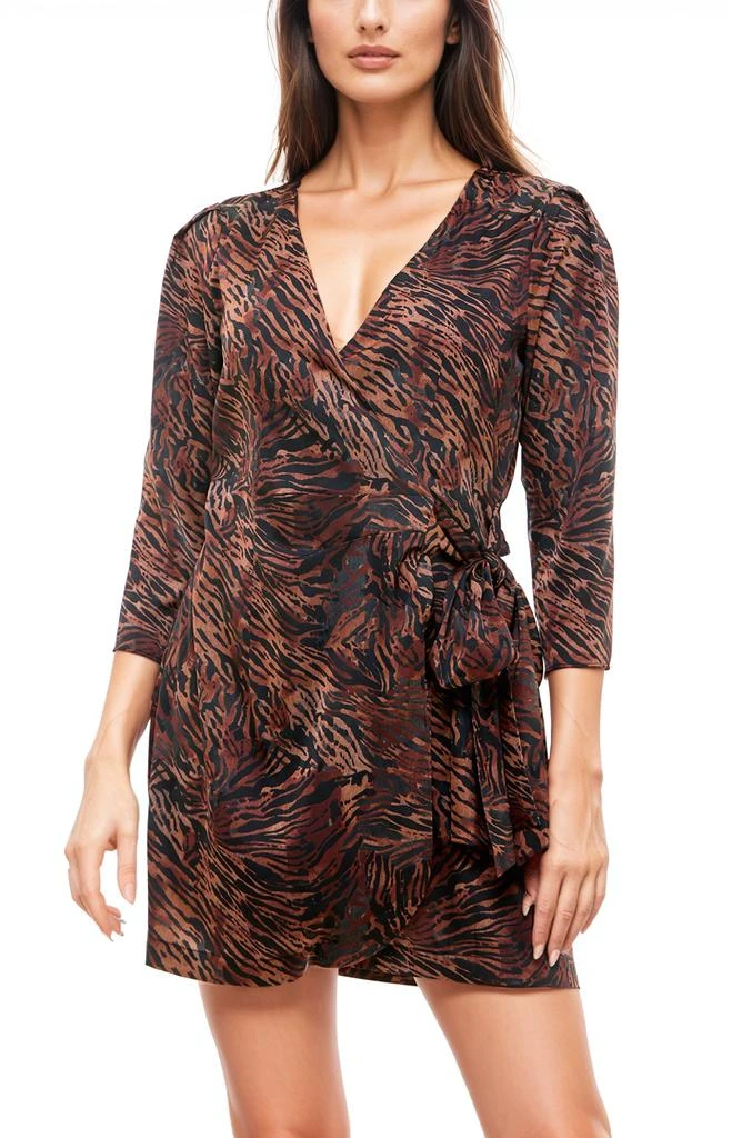 Socialite Stripe Long Sleeve Satin Wrap Dress 4