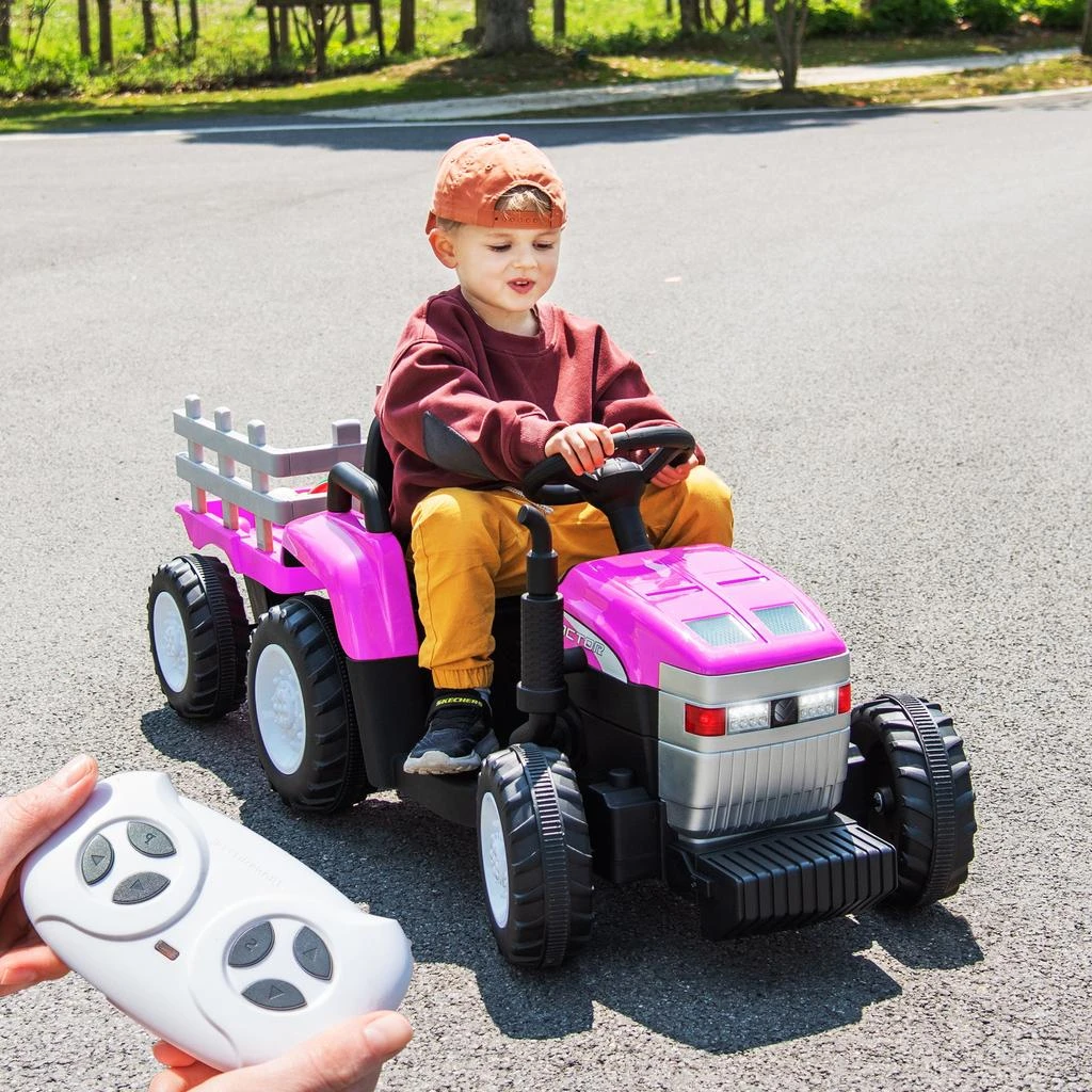 Simplie Fun Simplie Fun Pink 12V Kids' Electric Tractor with Trailer ...