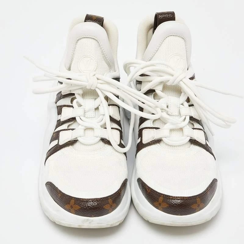 Louis Vuitton Louis Vuitton White Mesh and Monogram Canvas Archlight Sneakers Size 37 3