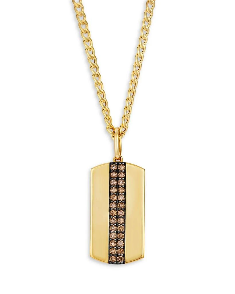 Bloomingdale's Men's Brown Diamond Pavé Double Row Dog Tag Pendant Necklace in 14K Yellow Gold, 0.60 ct. t.w. 1