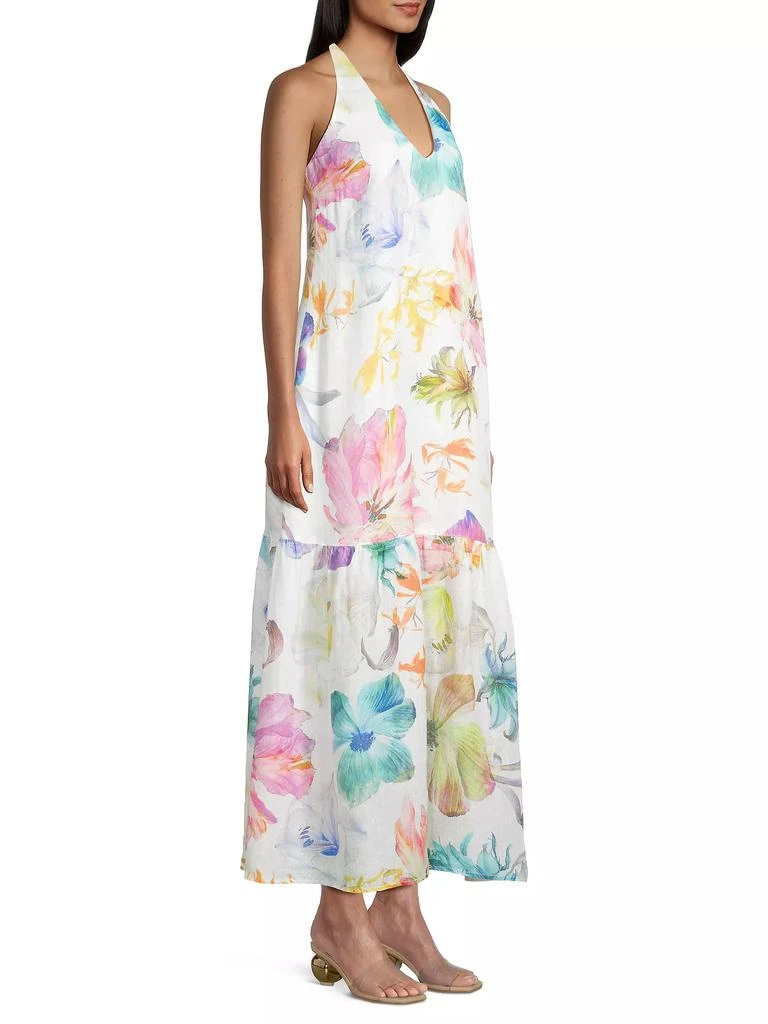 120% Lino Linen Floral Halter Maxi Dress 4