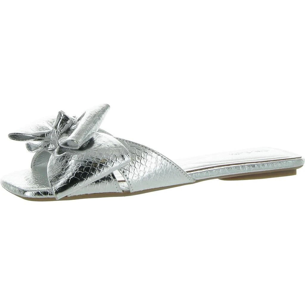 On 34th JAZMINN Womens Faux Leather Bow Slide Sandals 5
