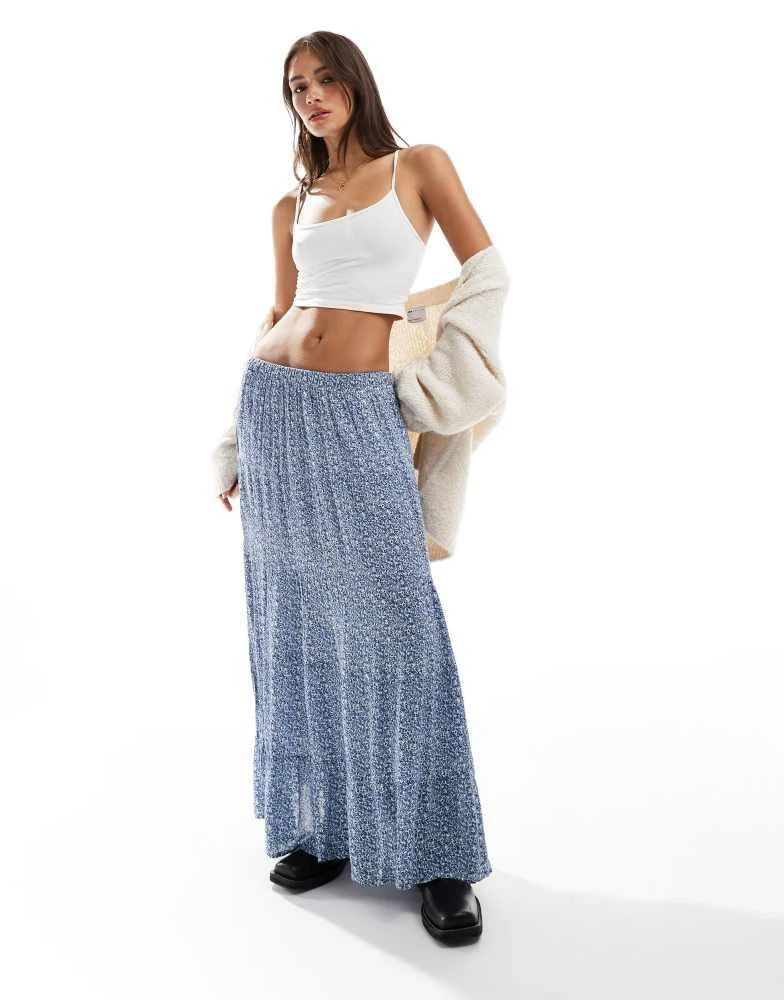 HOLLISTER Hollister tiered floral maxi skirt in blue 1