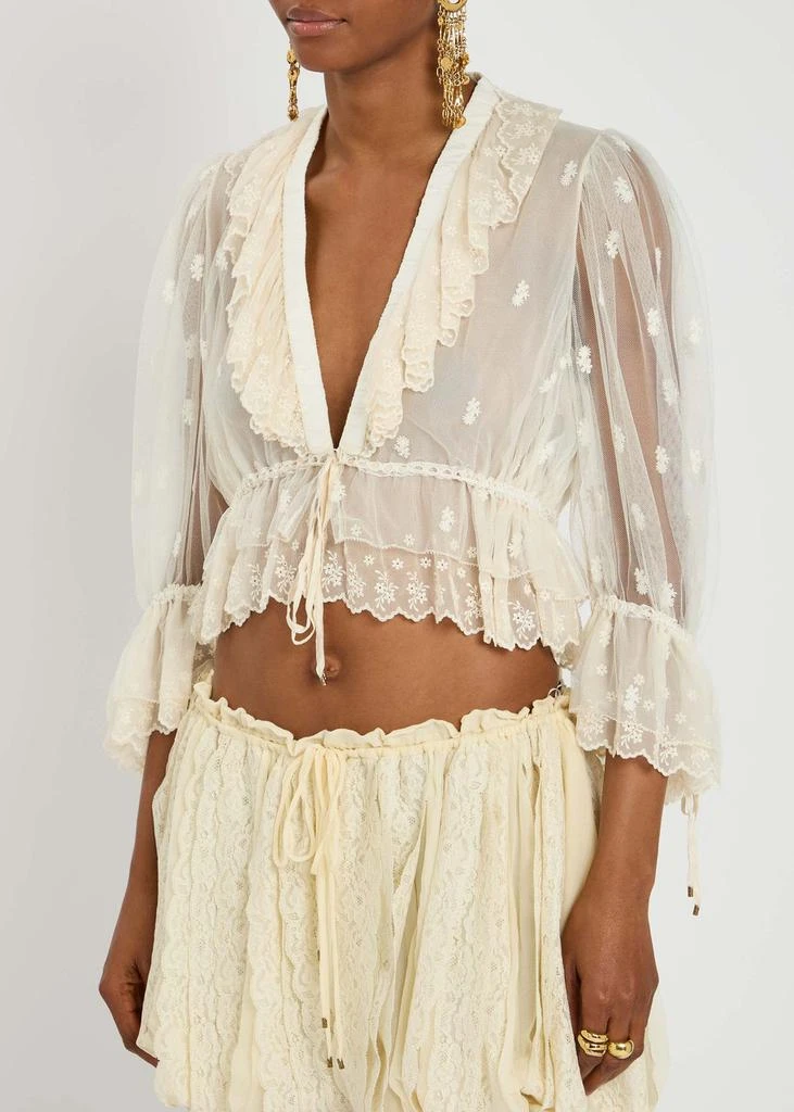 Chloé Ruffled tulle cropped blouse 2