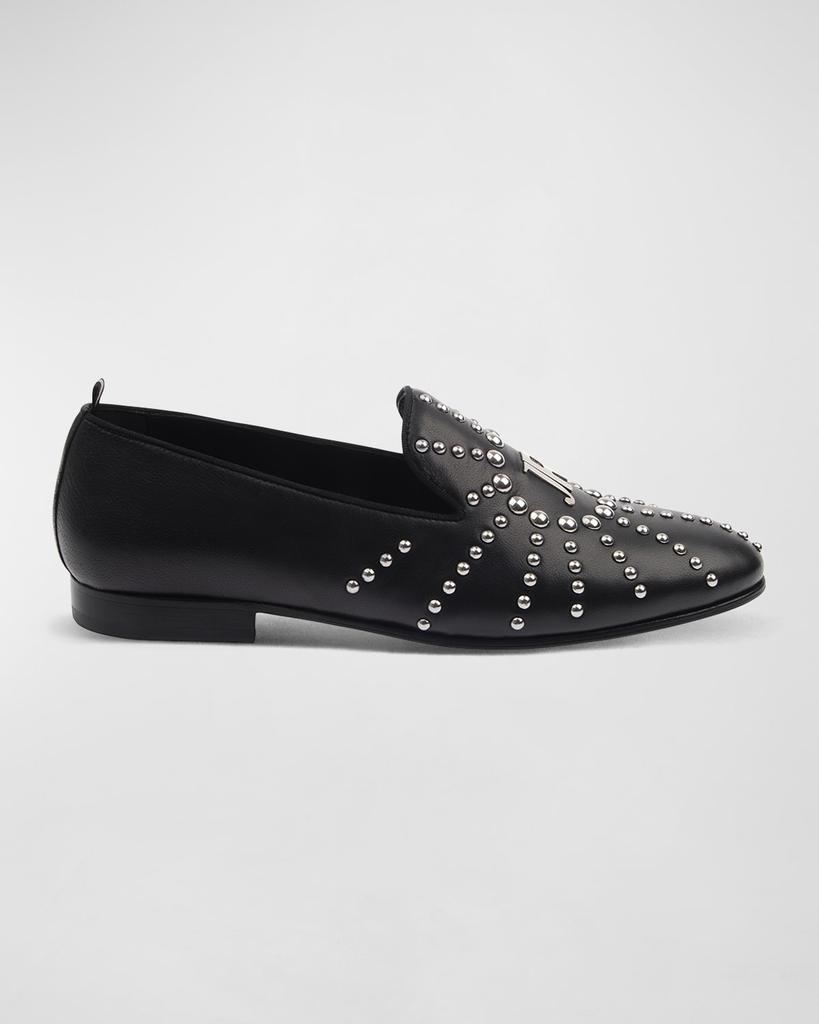 John Richmond Men's Studded Logo Leather Loafers