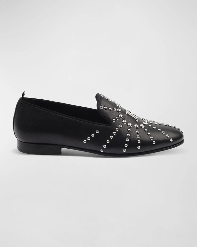 John Richmond Men's Studded Logo Leather Loafers 1