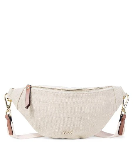 Chloé Logo jute and cotton-blend shoulder bag 1