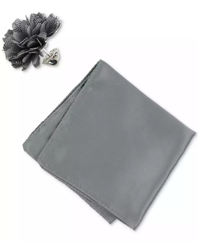 ConStruct Men's Solid Pocket Square & Lapel Pin Set 2