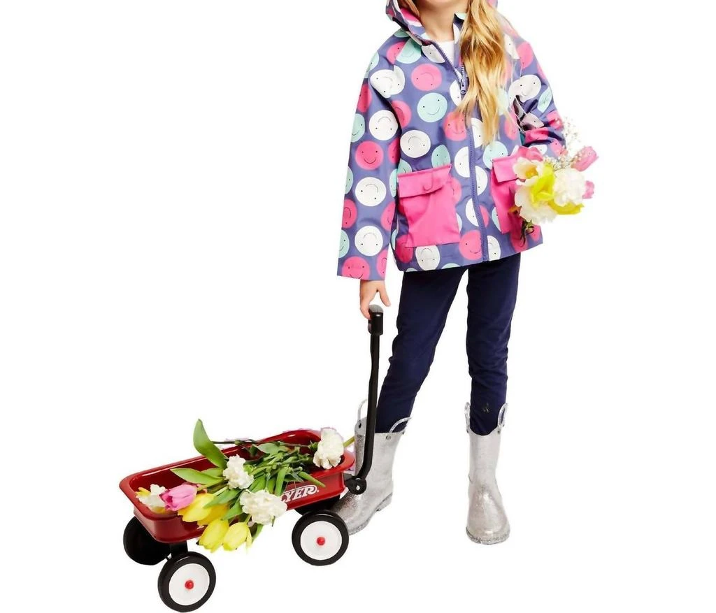 Andy & Evan Andy & Evan - Girls Smiley Print Color Change Raincoat 2