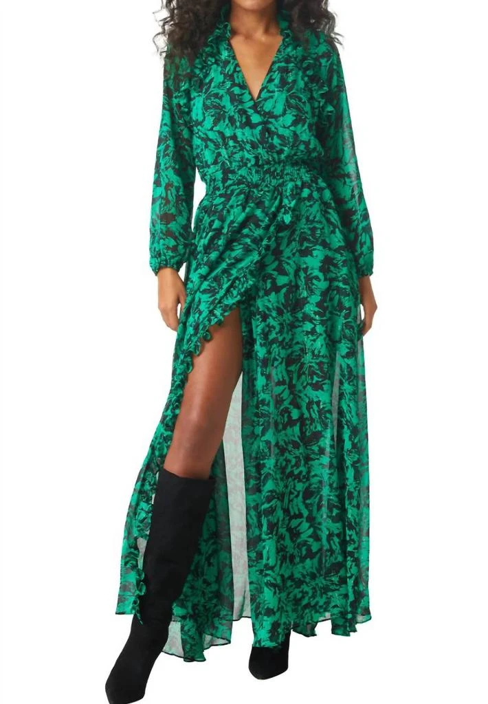 MISA Jocasta Dress In Emerald Abstract 1