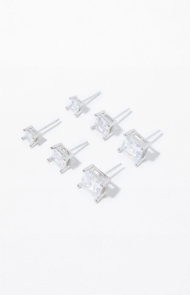 PacSun 3 Pack Diamond Stud Earrings 2
