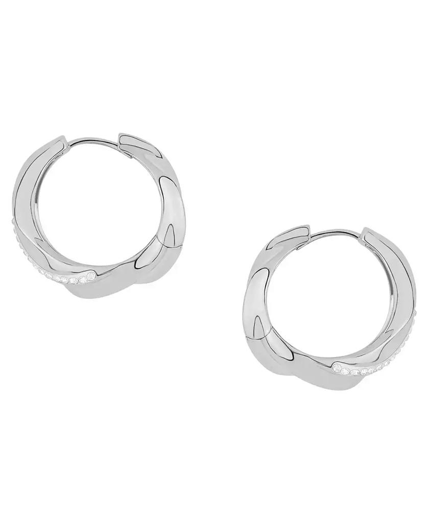 And Now This Crystal Twist 18k Silver Plated Brass Hoop Earrings, Macy
s Exclusive