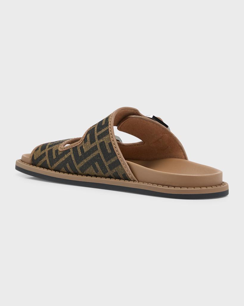 【FENDI】SLIDE CINIGLIA JACQ RIC.LOG◆8R8515AOSI Fendi Diagonal Slides Fabric Brown | Fendi