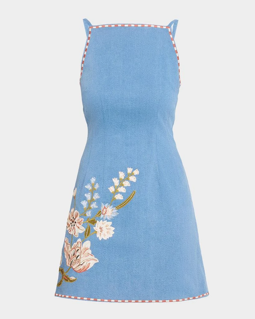 chinese dress ladies Aria Blue Floral Strapless Maxi Dress with Side Slit Medium
