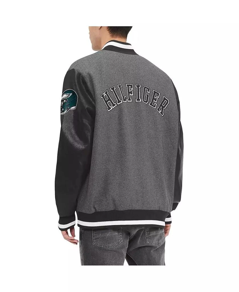 Tommy Hilfiger Men's Heather Gray, Black Philadelphia Eagles Gunner Full-Zip Varsity Jacket 2