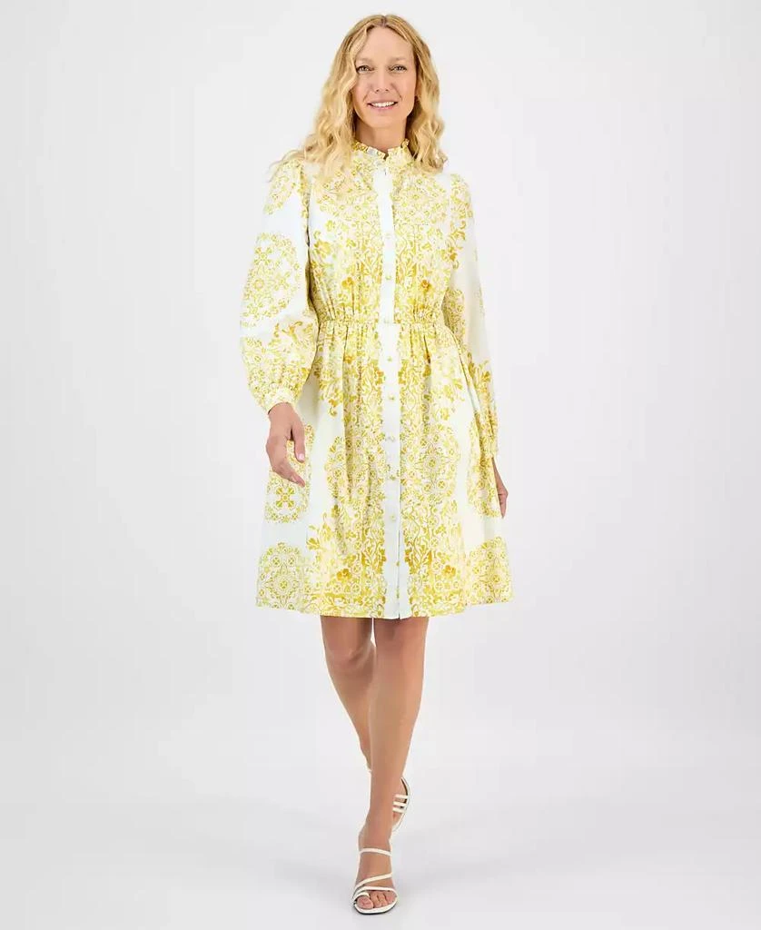 julia jordan Women
s Printed Long-Sleeve Cotton Shirtdress 1