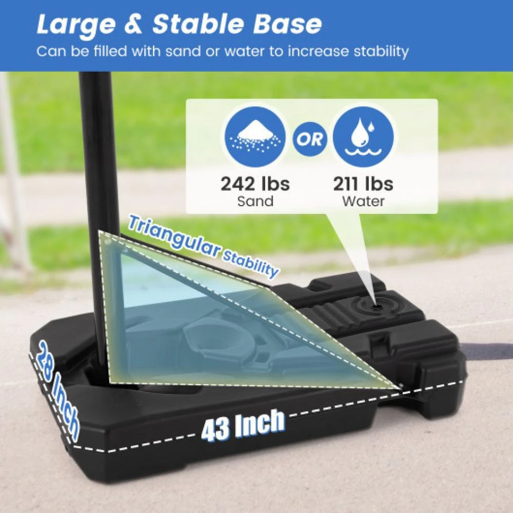 Hivvago 6.5-10 FT Adjustable Portable Basketball Hoop with 44 Inch Shatterproof Backboard & Fillable Base 5