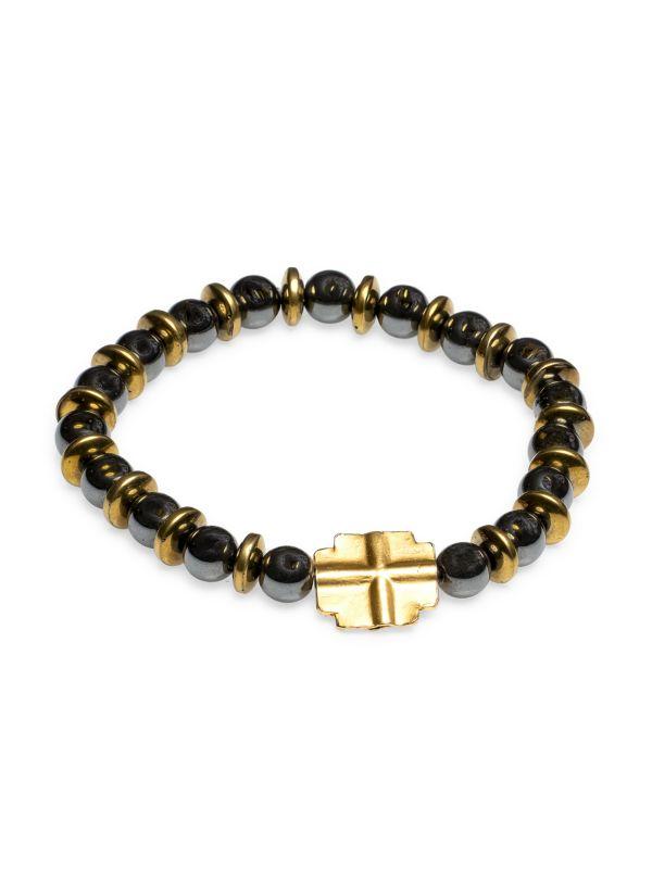 Jean Claude 24K Gold Vermeil & Hematite Southern Cross Beaded Bracelet