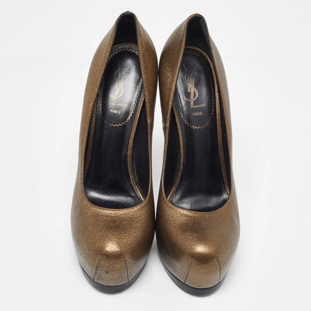 Yves Saint Laurent Yves Saint Laurent Gold Leather Tribtoo Platform Pumps Size 39 3