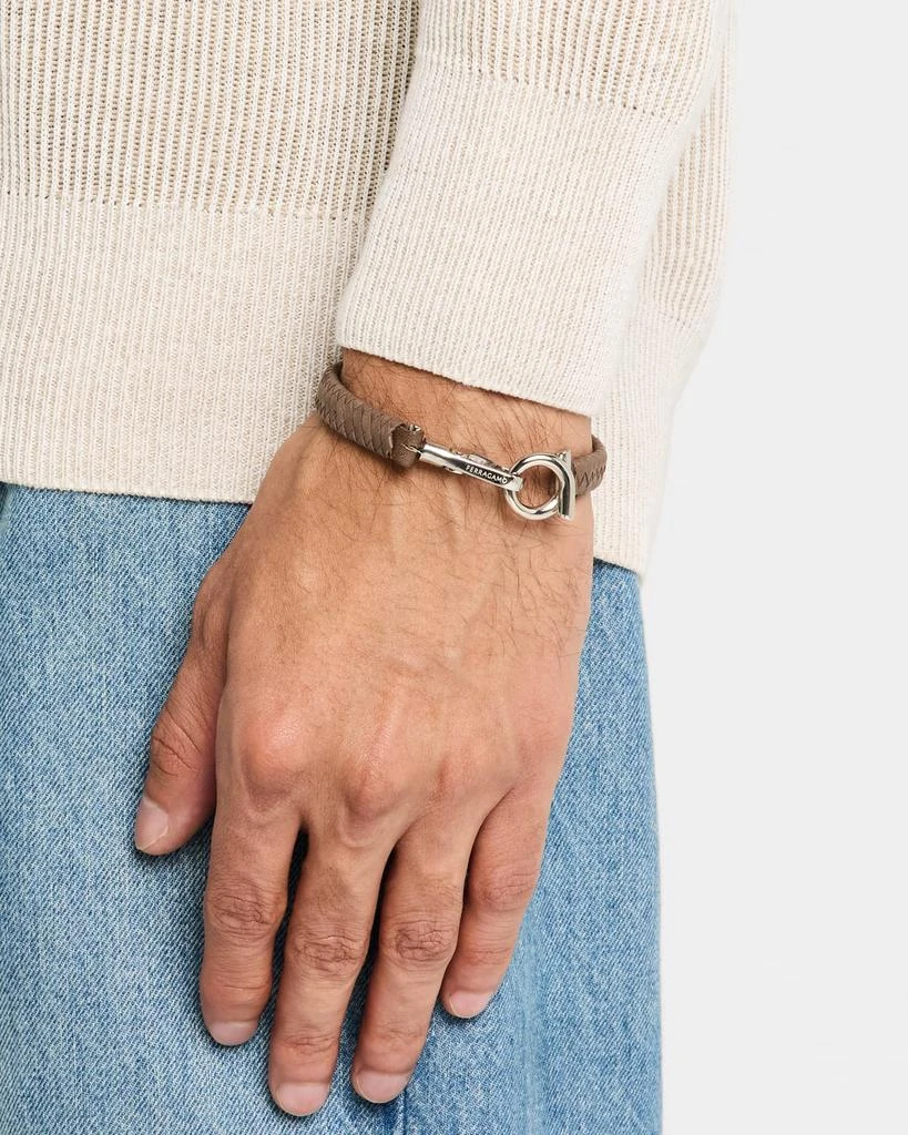 Salvatore Ferragamo Men's Woven Leather Gancio Bracelet 2