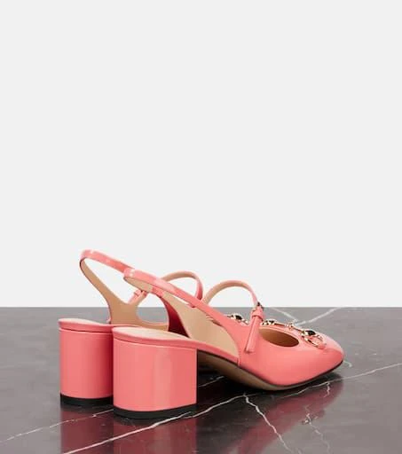 Gucci Horsebit patent leather slingback pumps 2