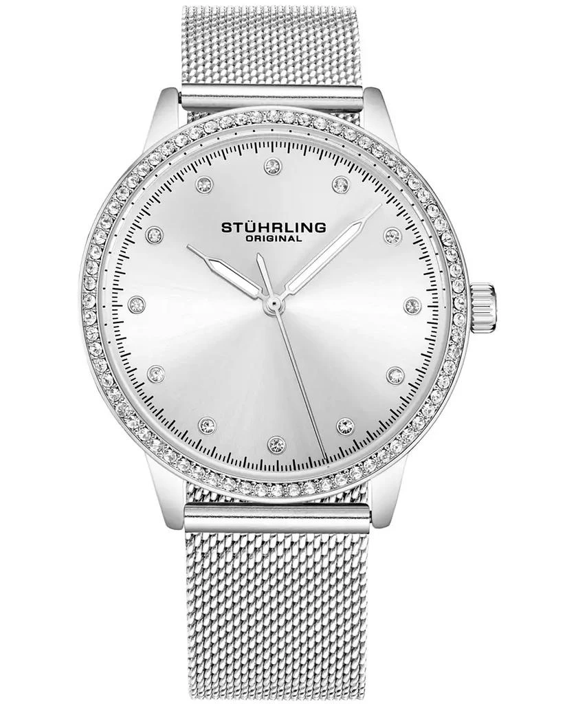 Stuhrling Women's Silver-Tone Mesh Bracelet Watch 38mm 1