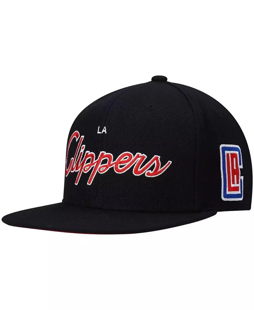 Mitchell & Ness Men's Black LA Clippers Hardwood Classics Script 2.0 Snapback Hat 4