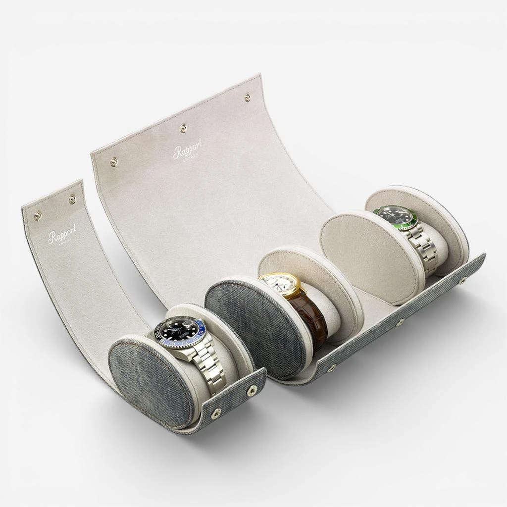 Rapport Rapport Soho Leather Stone Washed Three-Watch Roll D312 3