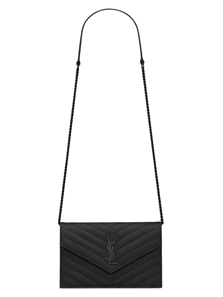 Yves Saint Laurent Cassandre Envelope Chain Wallet in Grain De Poudre Leather 1