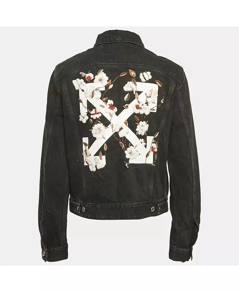 Pre-Owned Off-White Women
s Black Embroidered Denim Button Front Jacket 3