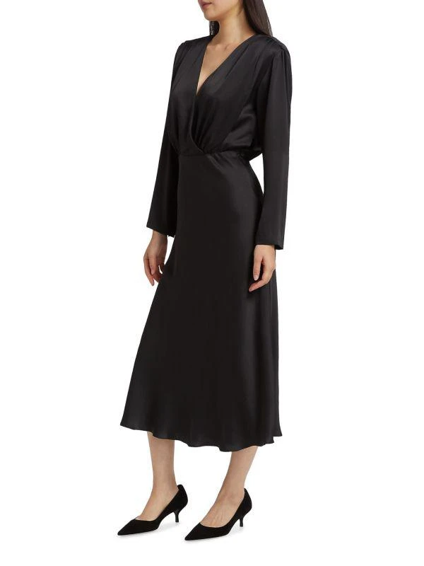 Alice by Temperley Rebecca Satin Long-Sleeve Midi-Dress 3