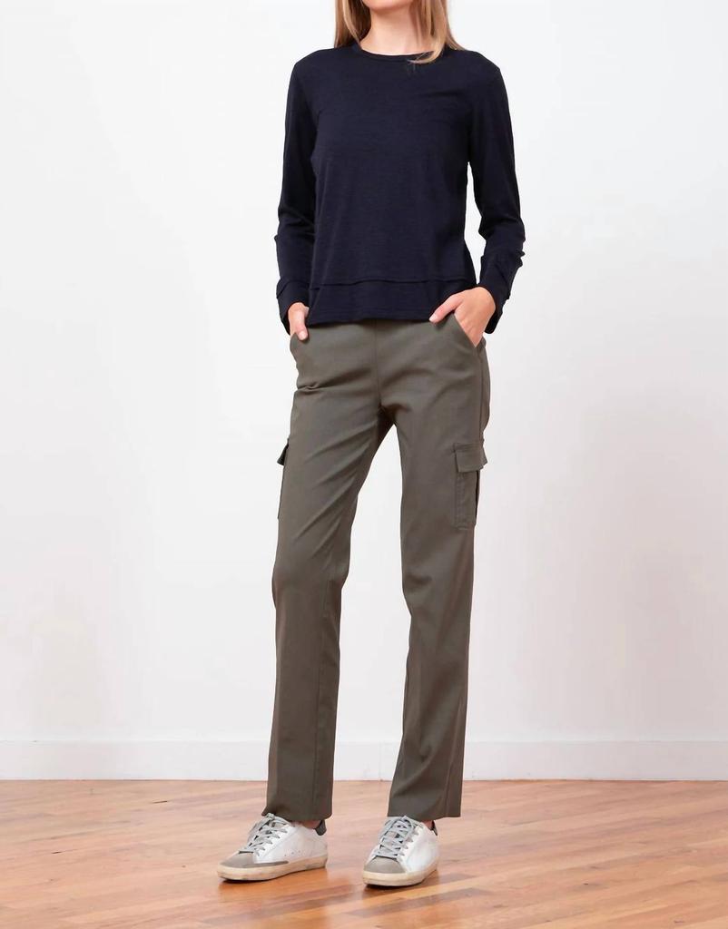 Avenue Montaigne Kool Signature Pant In Olive Green