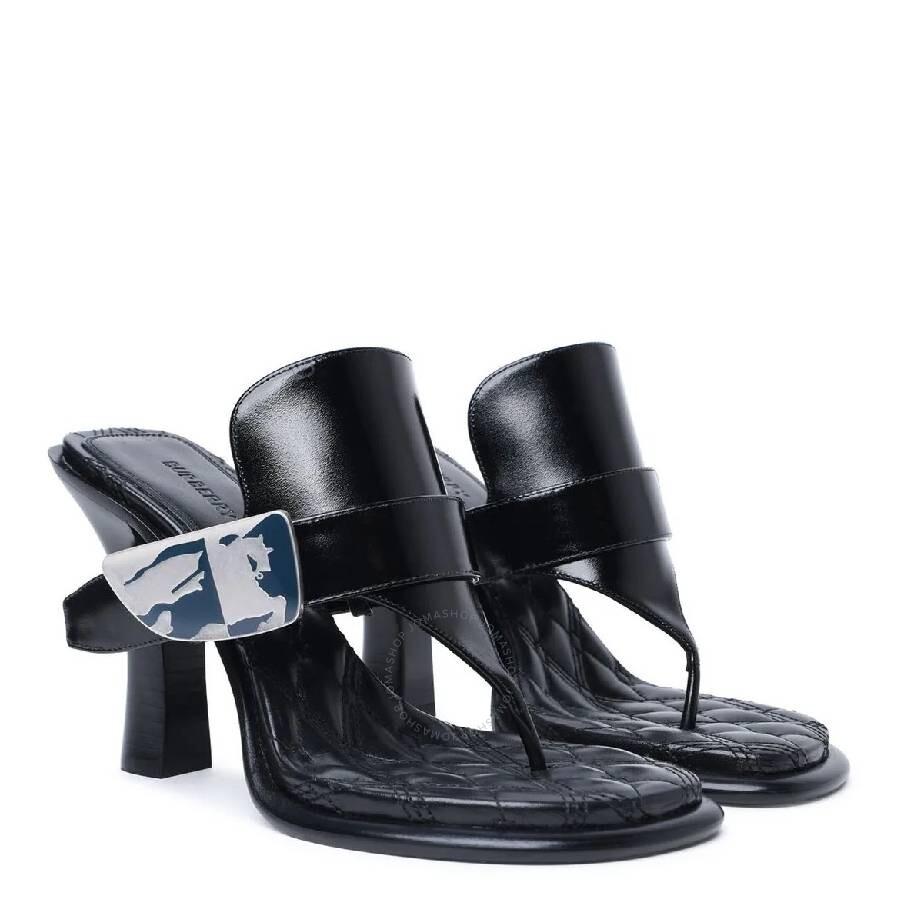 Burberry Bay Equestrian Knight Heel Sandals - Shoes - Free