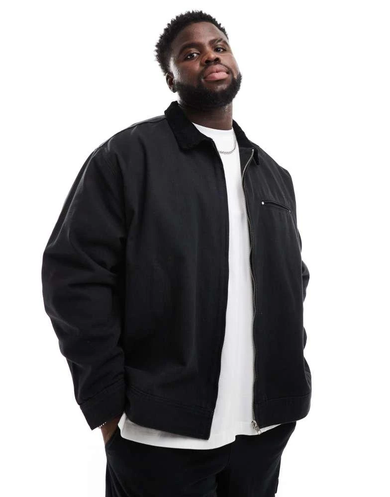 ASOS ASOS DESIGN oversized harrington jacket in washed black 2