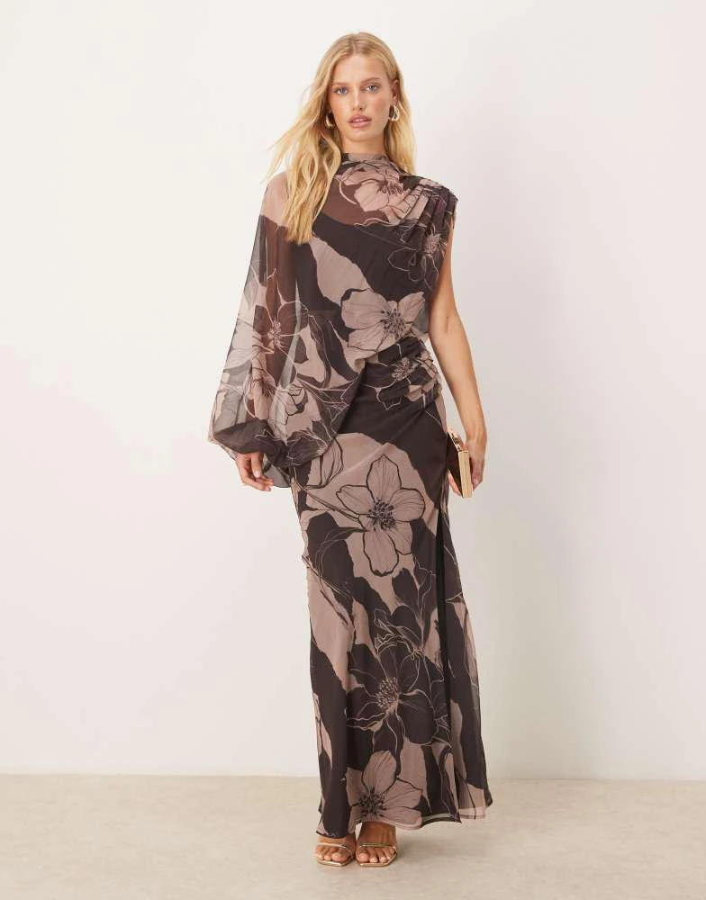 knee length dresses for ladies TINH Atelier- Women's Linh Nguyet Sheath High-Neck Draped Maxi Dress  XS/S/M/L/XL/Customize