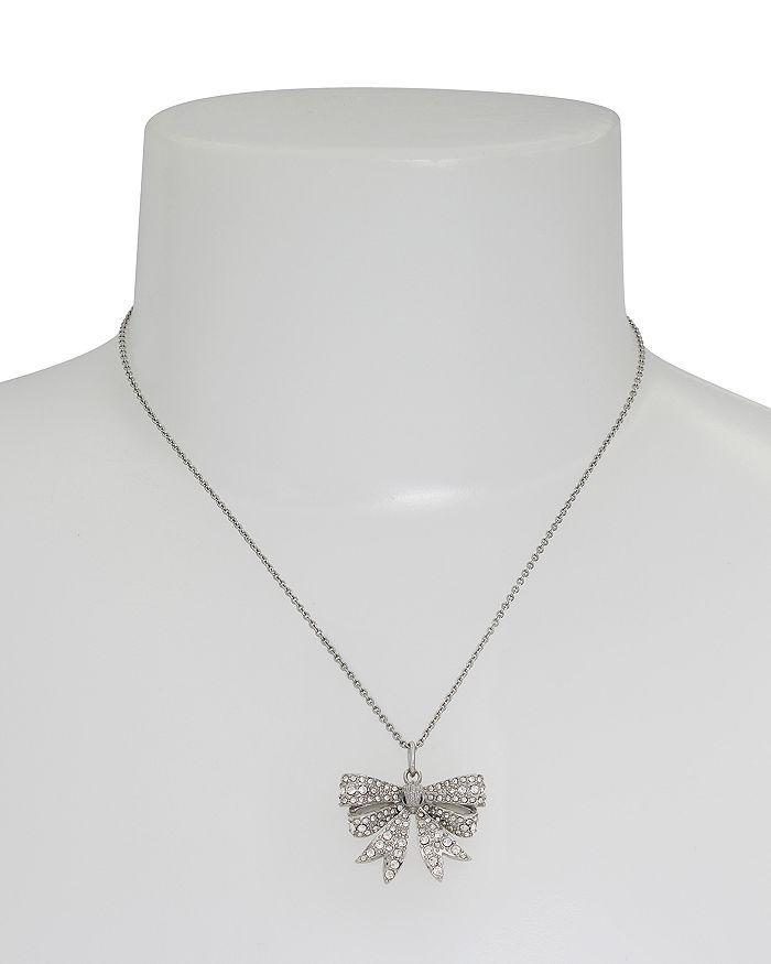 Kurt Geiger Pavé Eagle Head Bow Mini Pendant Necklace in Rhodium Plated, 16"-18"