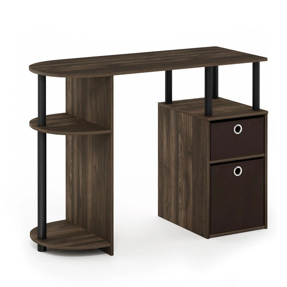 Furinno 15111 JAYA Simplistic Computer Study Desk with Bin Drawers, Columbia Walnut/Black/Dark Brown 1