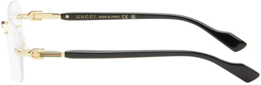 Gucci Gold & Black Rimless Rectangle Glasses 3