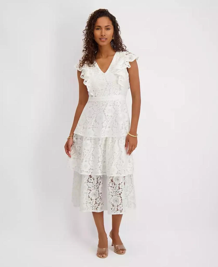 opening ceremony lace dress Isabella Long Sleeve Open Back Lace Dress White main image 1