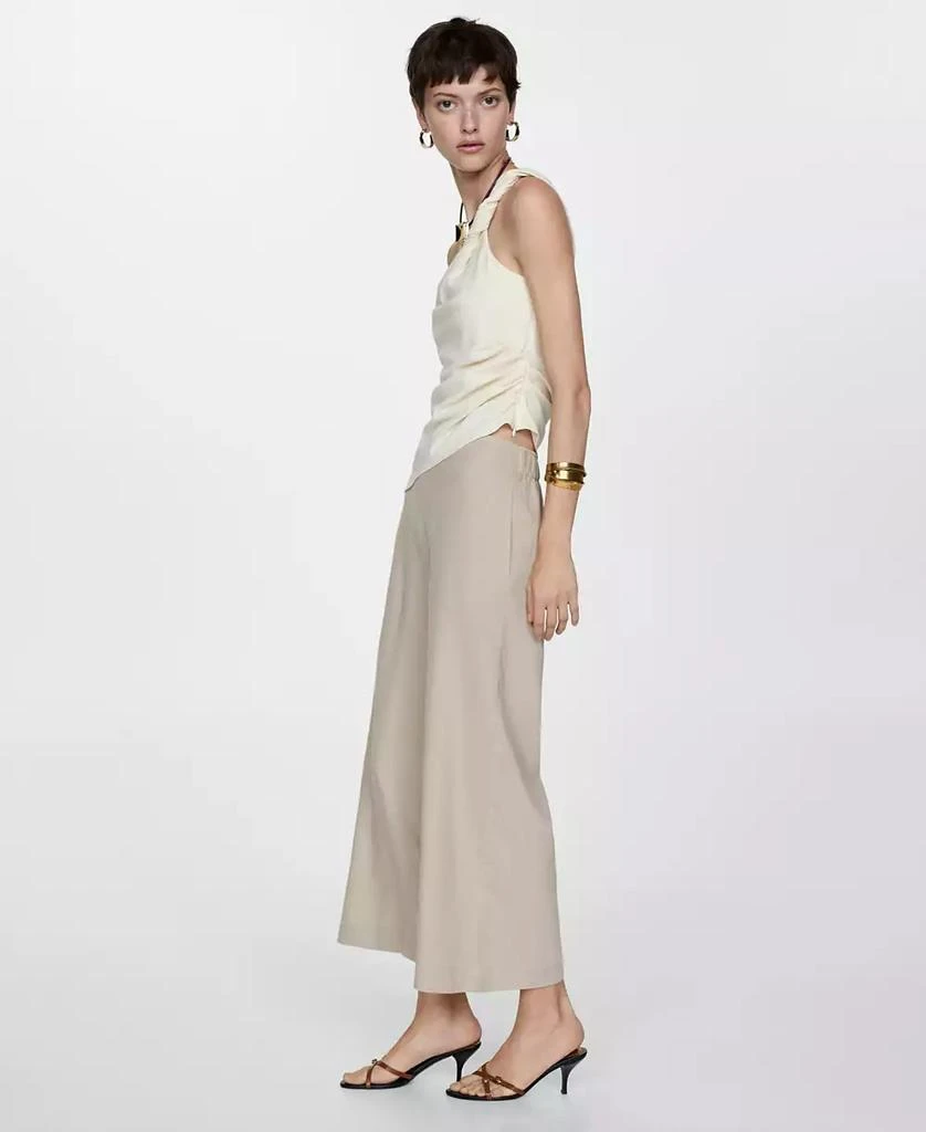 Mango Women's Wide Leg Linen Pants 11