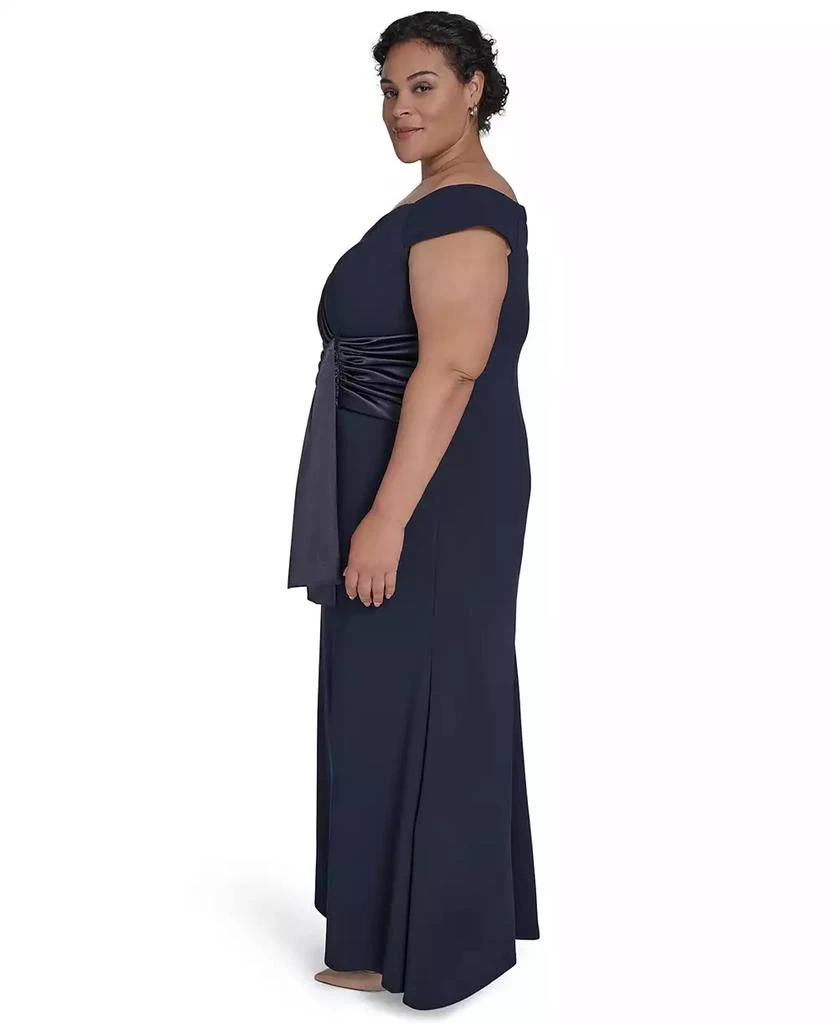 Eliza J Plus Size Mixed-Media Scuba Crepe Sleeveless Gown 4