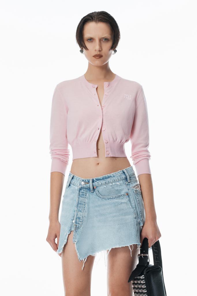 Alexander Wang logo cropped cardigan in superfine merino