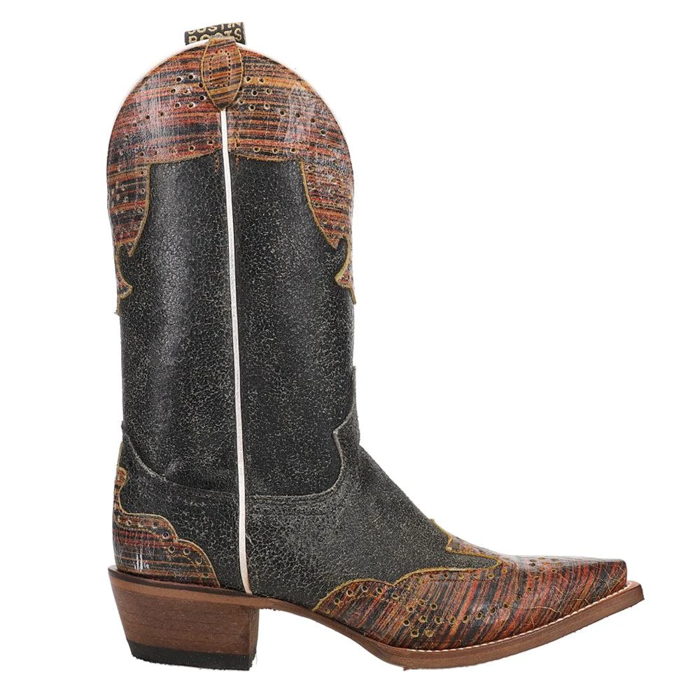 Justin Boots Vera Black Snip Toe Pull On Cowboy Boots