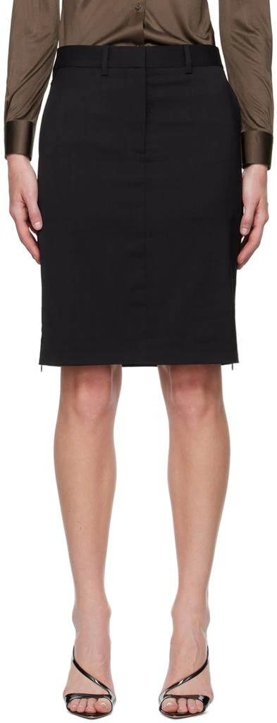 Helmut Lang Black Car Midi Skirt 1