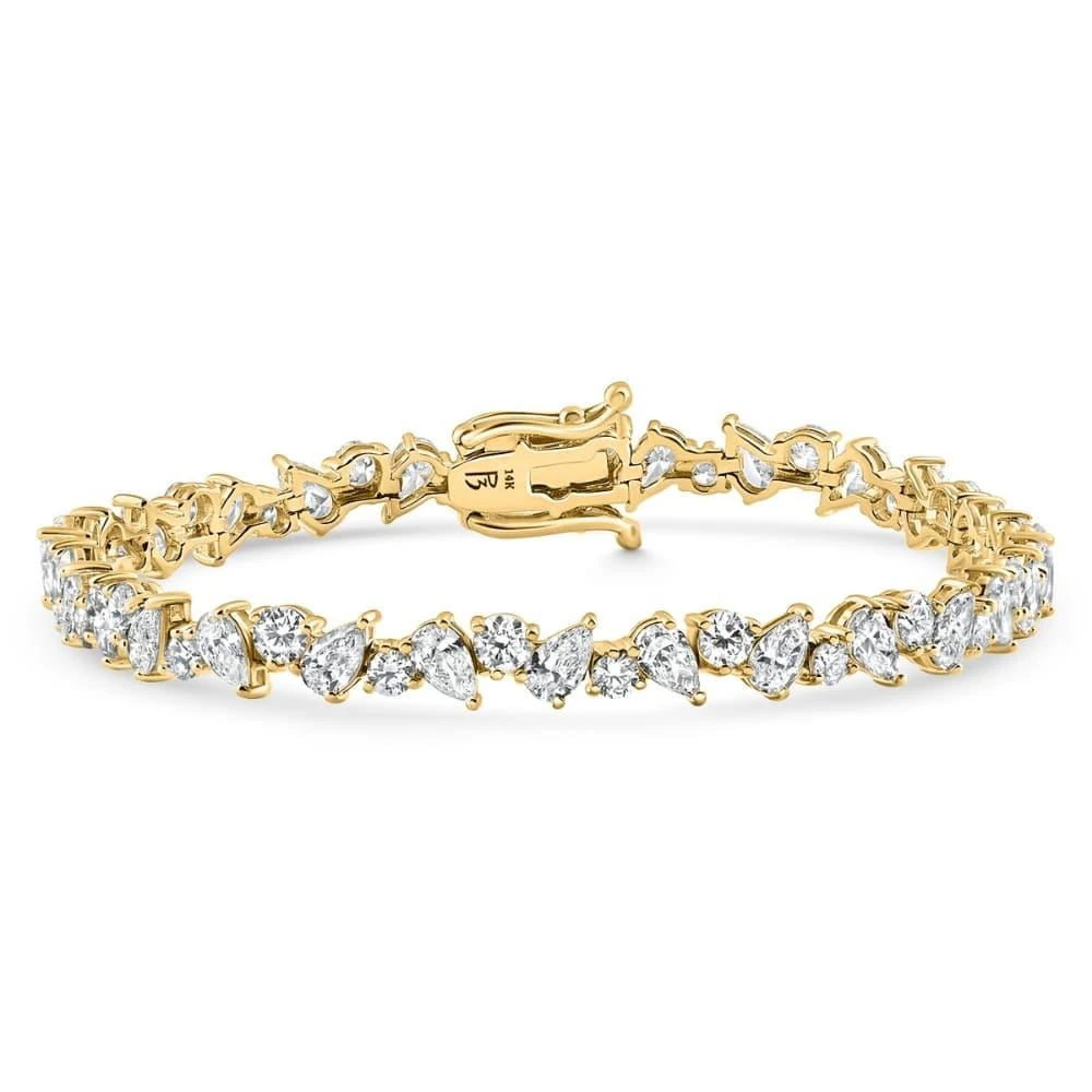 Pompeii3 8Ct Pear 
Round Diamond Tennis Bracelet 14k Gold 7" Lab Grown