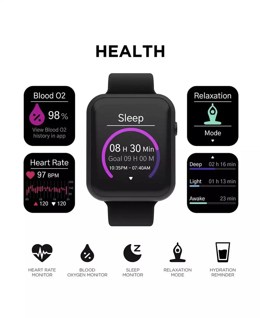 iTouch Air 4 Unisex Black Silicone Strap Smartwatch 3